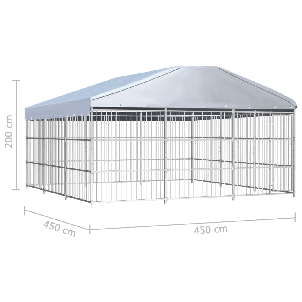 vidaXL kültéri kutyakennel tetővel 450 x 450 x 200 cm