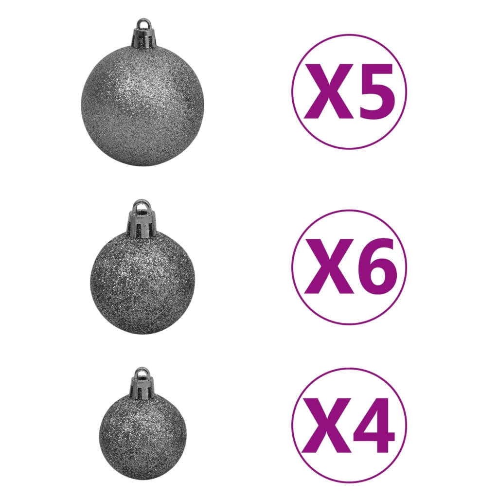 vidaXL zúzmarás megvilágított karácsonyfa gömb szettel/tobozzal 150 cm