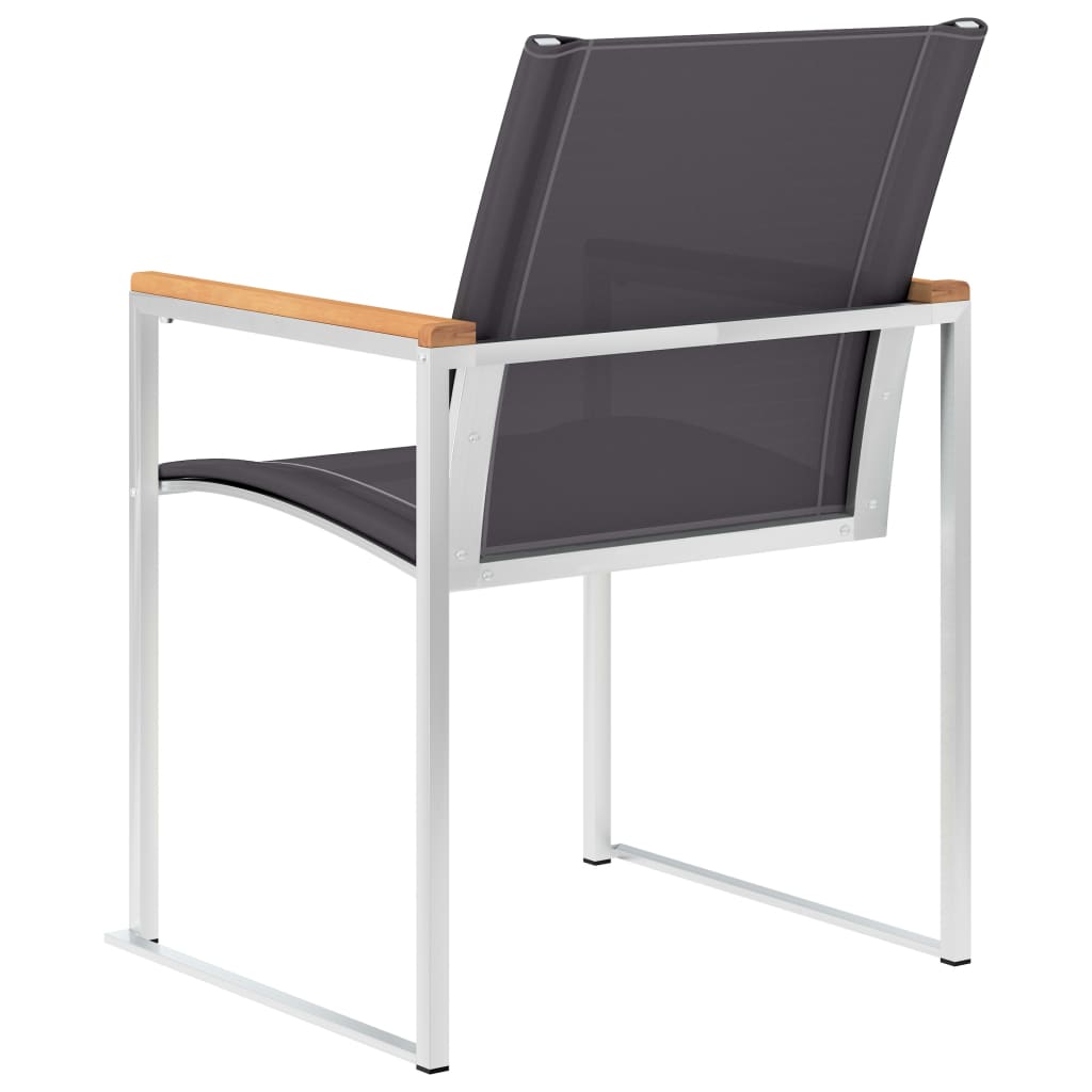 vidaXL 2 db szürke textilén és rozsdamentes acél kerti szék