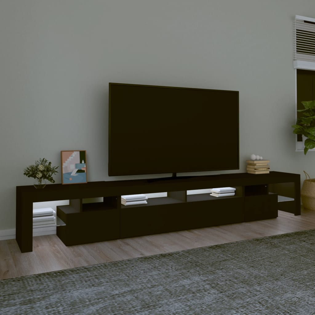 vidaXL fekete TV-szekrény LED-világítással 260x36,5x40 cm