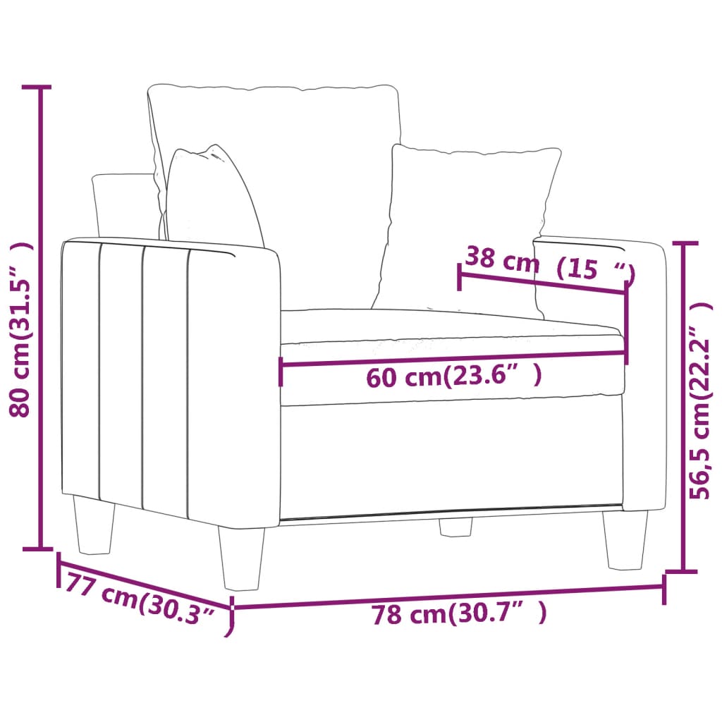 vidaXL bordó szövet kanapéfotel 60 cm