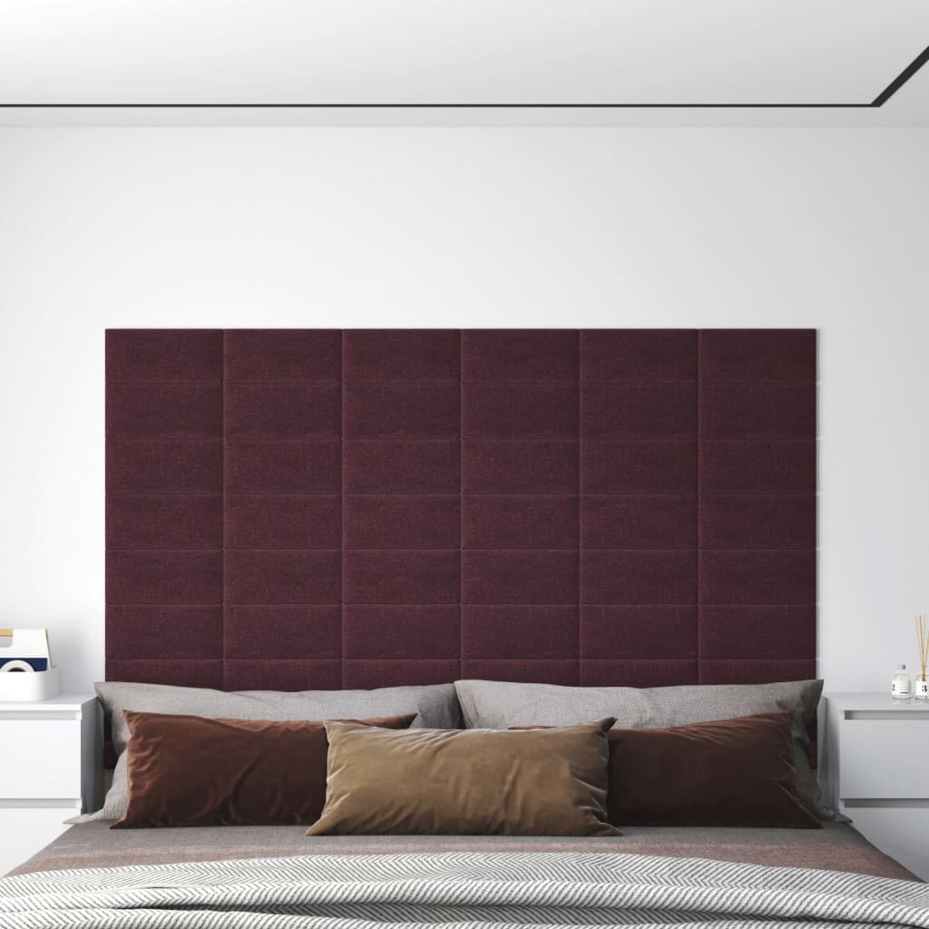 vidaXL 12 db lila szövet fali panel 30 x 15 cm 0,54 m²