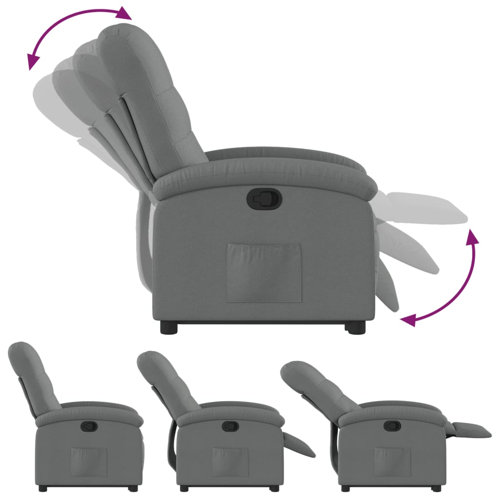 vidaXL sötétszürke szövet felállást segítő dönthető fotel