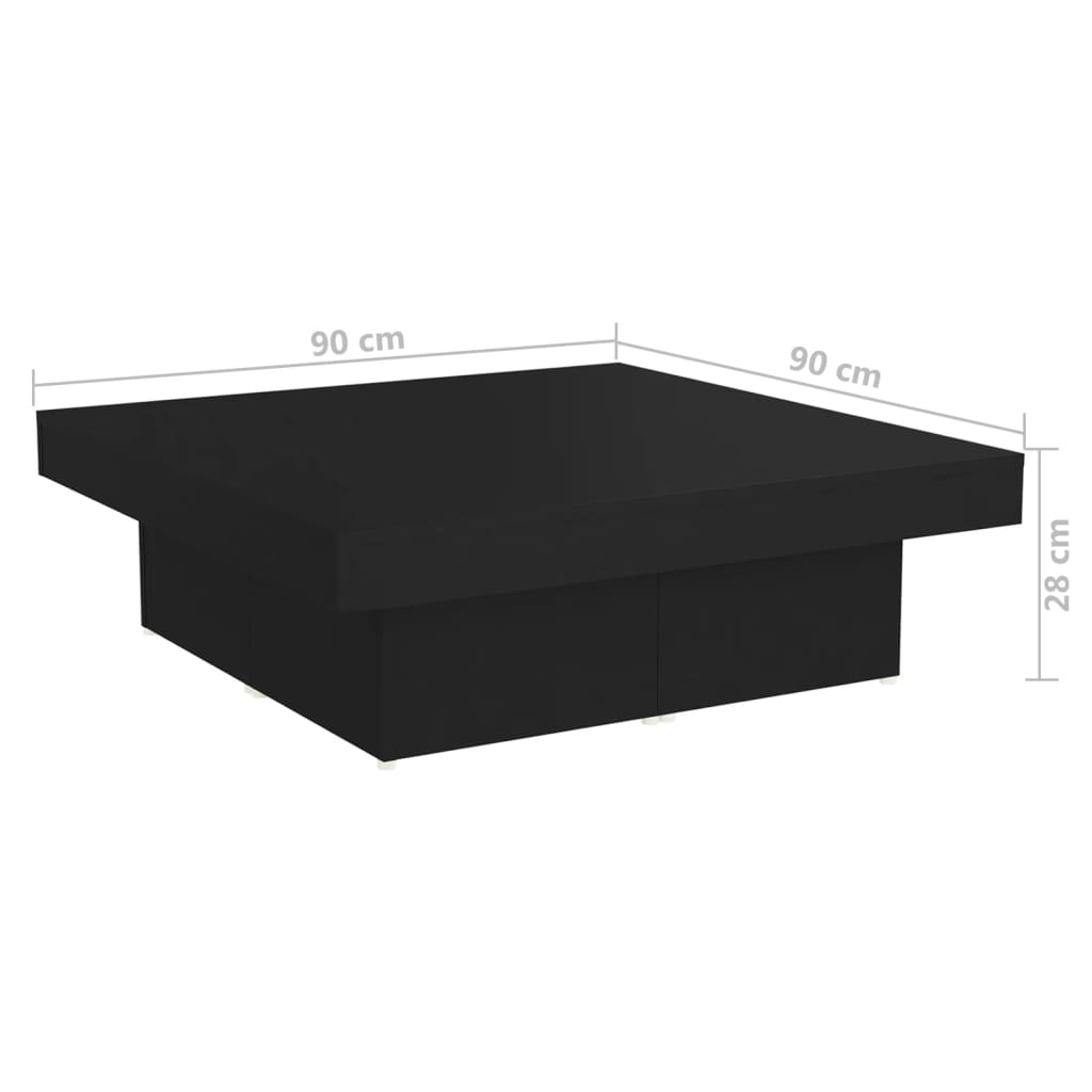 vidaXL fekete forgácslap dohányzóasztal 90 x 90 x 28 cm