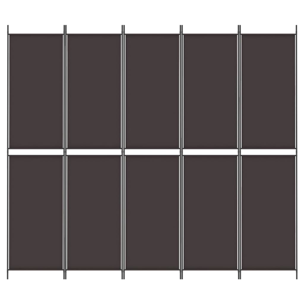 vidaXL 5 paneles barna szövet paraván 250 x 220 cm