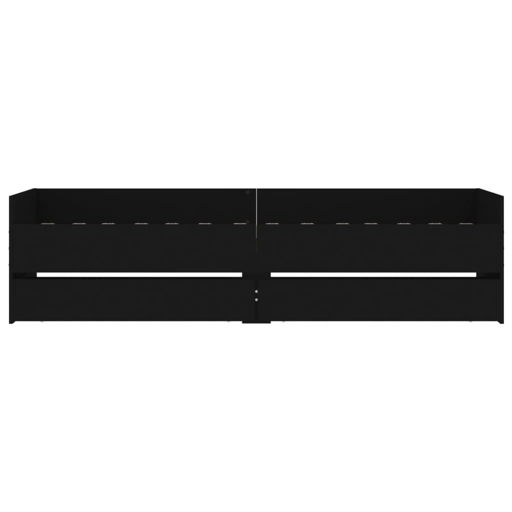 vidaXL fekete kicsi egyszemélyes ágykeret fiókokkal 75 x 190 cm