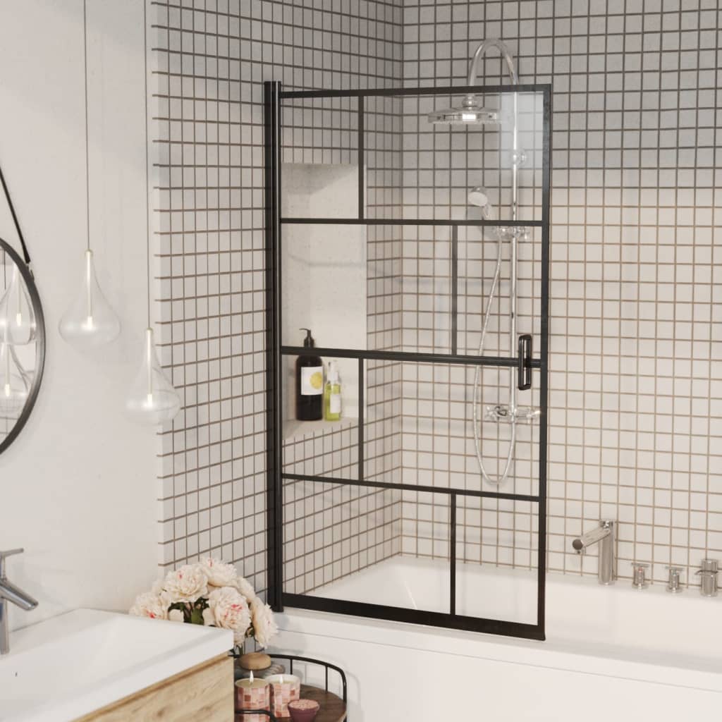 vidaXL fekete ESG zuhanykabin 80 x 140 cm