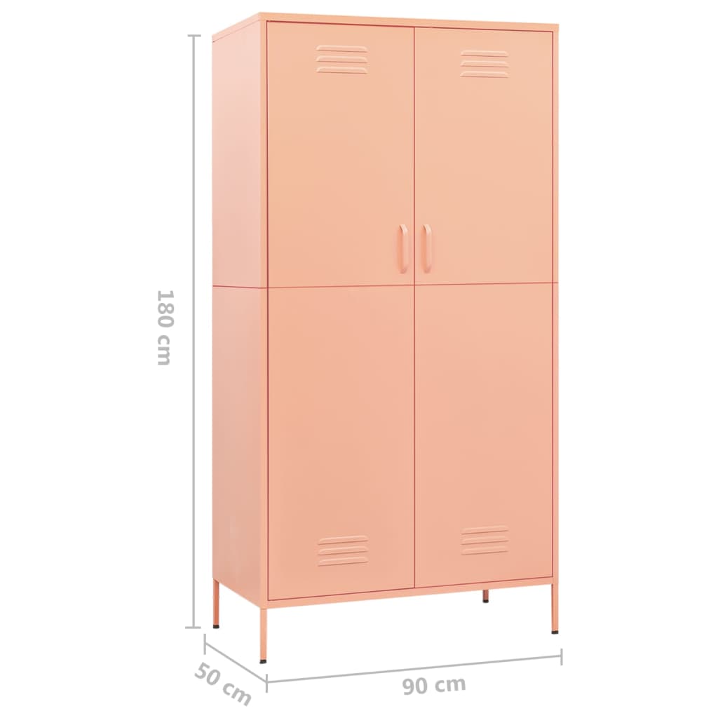 vidaXL rózsaszín acél ruhásszekrény 90 x 50 x 180 cm