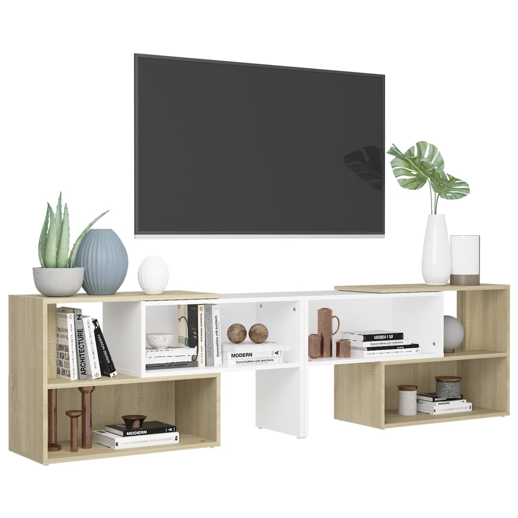 vidaXL fehér és sonoma tölgy forgácslap TV-szekrény 149 x 30 x 52 cm