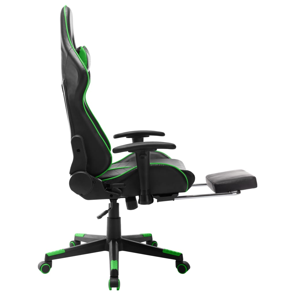 vidaXL fekete és zöld műbőr gamer szék lábtámasszal