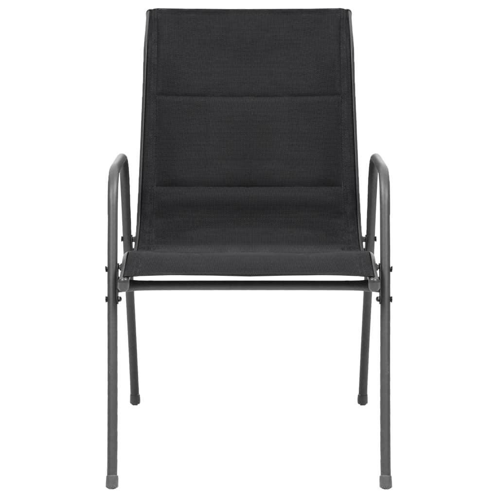 vidaXL 2 db fekete rakásolható acél és textilén kerti szék