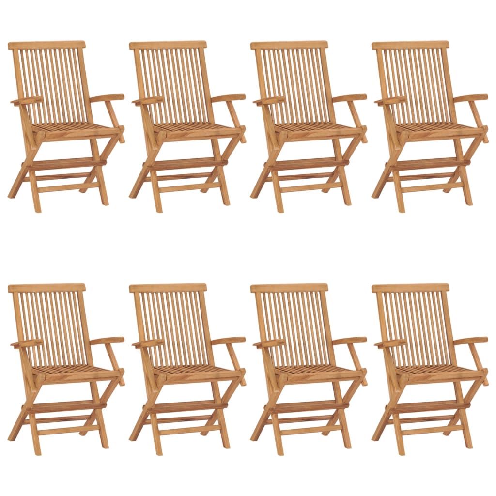 vidaXL 8 db tömör tíkfa kerti szék krémfehér párnával