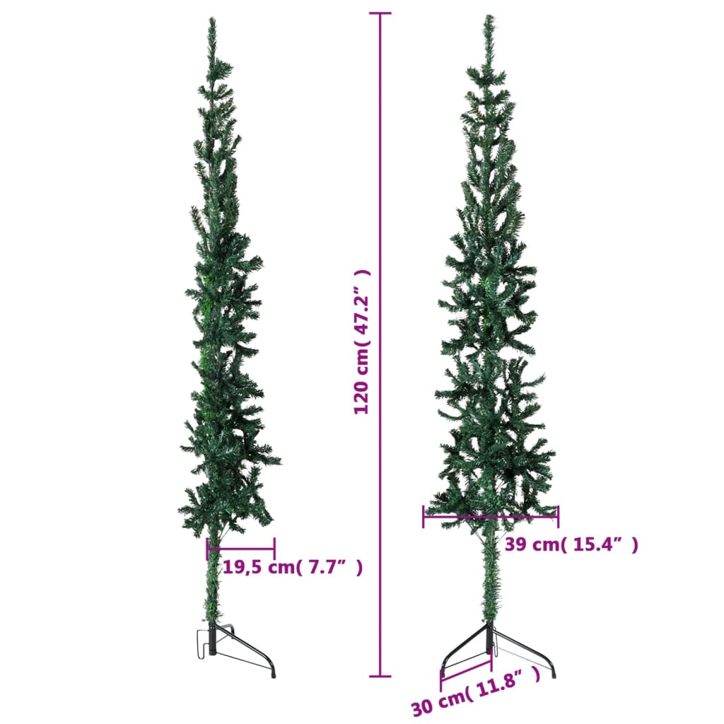 vidaXL zöld vékony fél műkarácsonyfa állvánnyal 120 cm