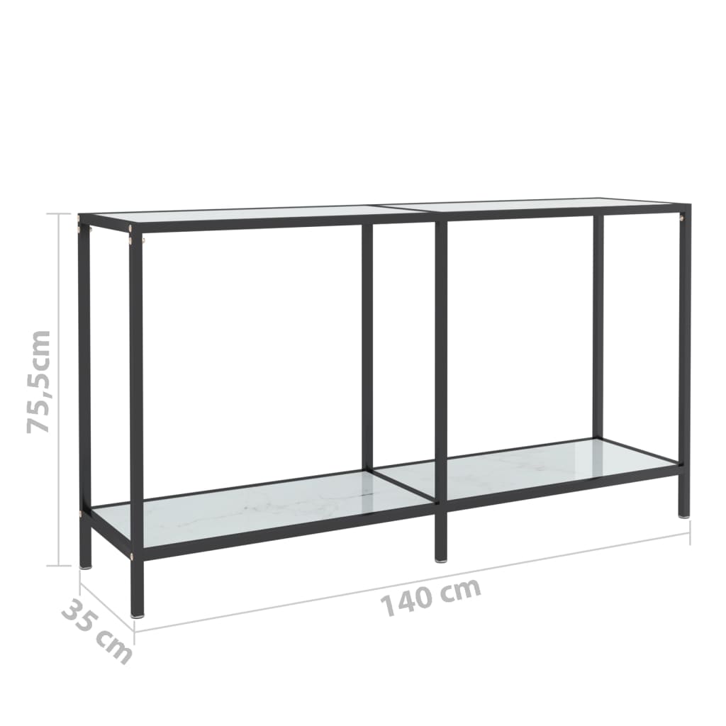 vidaXL fehér edzett üveg tálalóasztal 140 x 35 x 75,5 cm