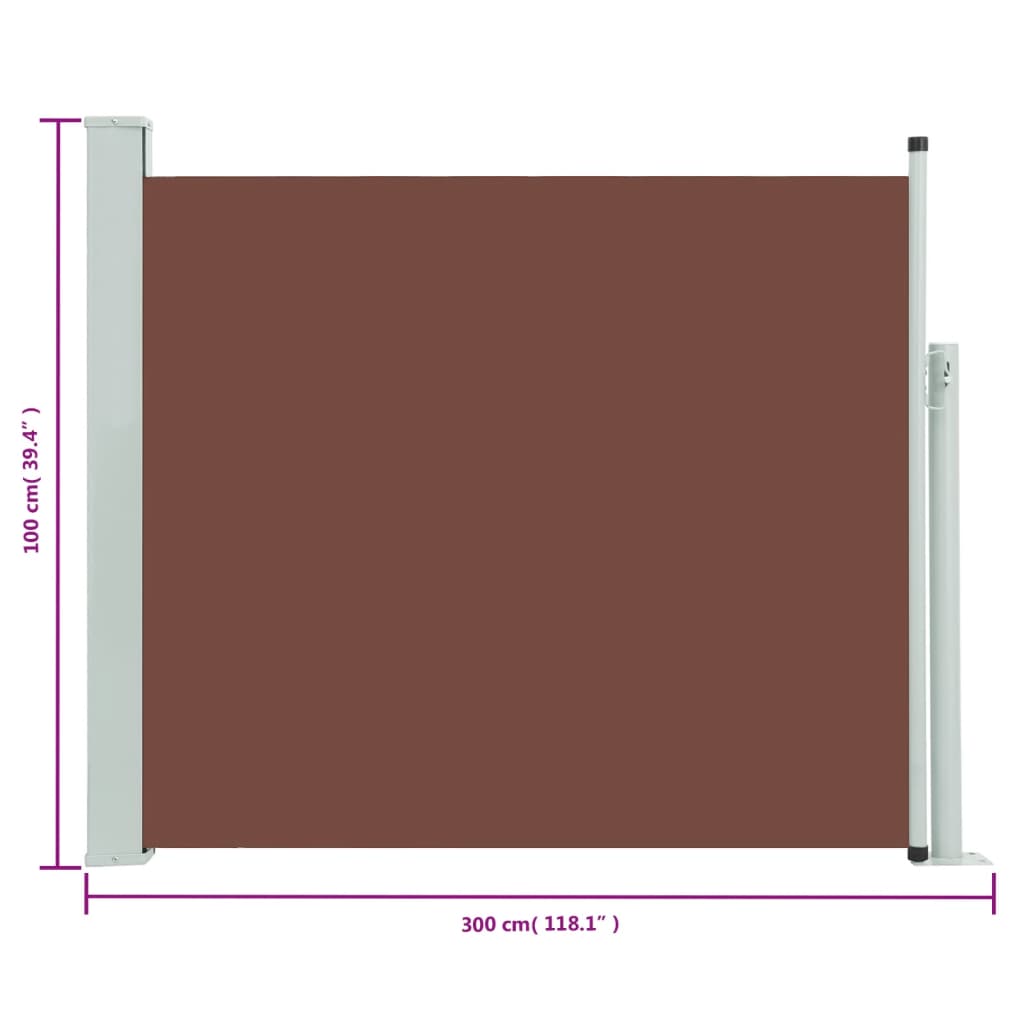 vidaXL barna behúzható oldalsó teraszi napellenző 100 x 300 cm