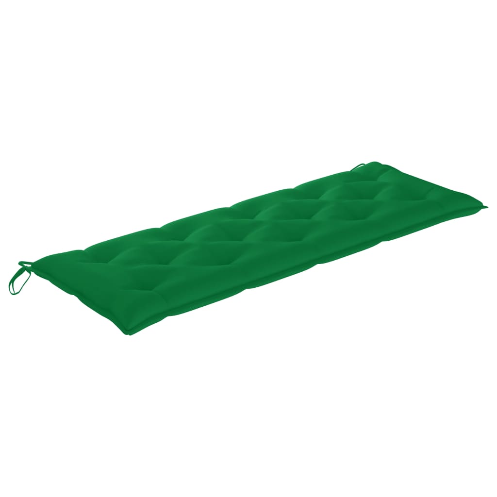 vidaXL tömör tíkfa kerti pad zöld párnával 150 cm