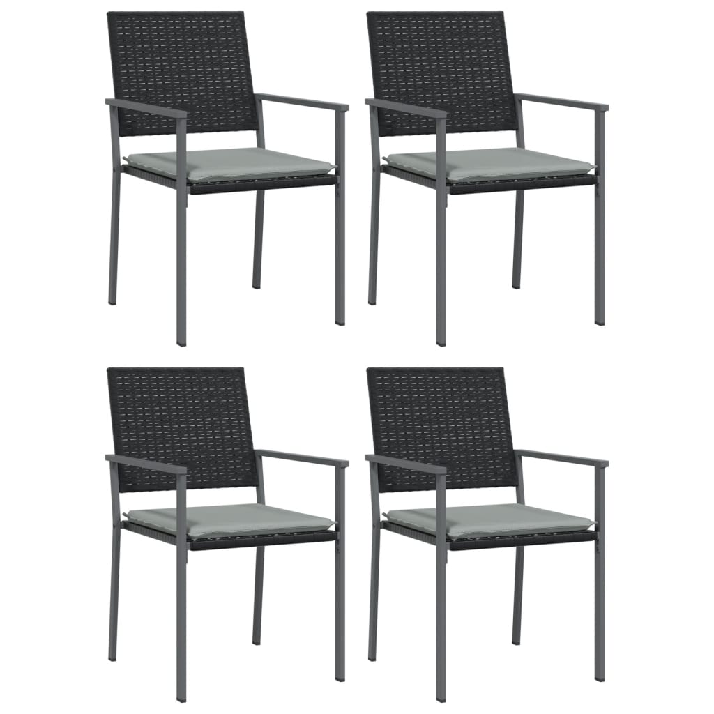 vidaXL 4 db fekete polyrattan kerti szék párnával 56x62,5x89 cm