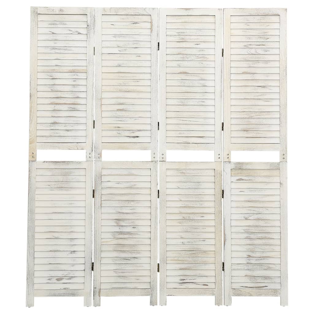 vidaXL antik fehér 4 paneles tömör faparaván 140 x 165 cm