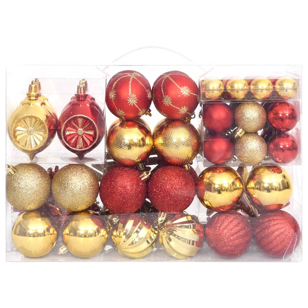 vidaXL 108 részes arany és piros karácsonyi gömbszett