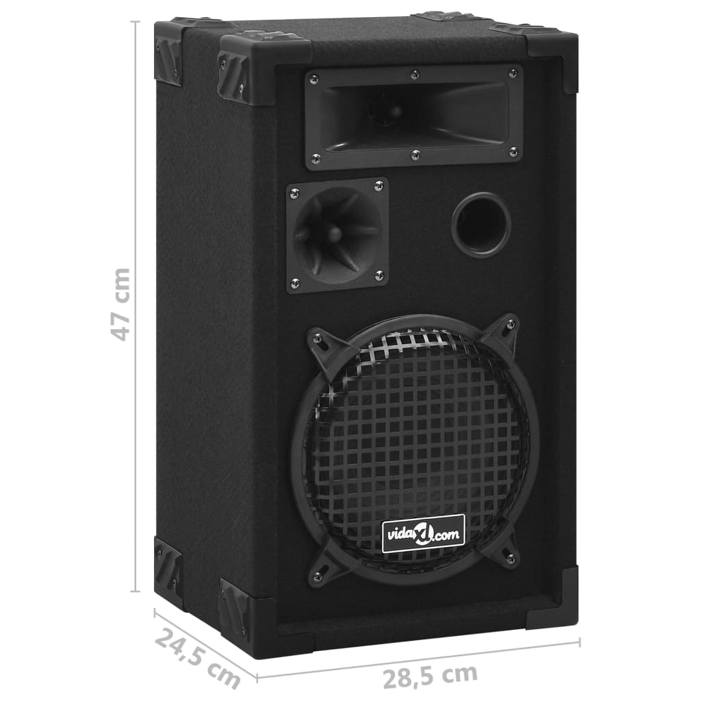 vidaXL 2 db fekete professzionális passzív színpadi hangszóró 800 W