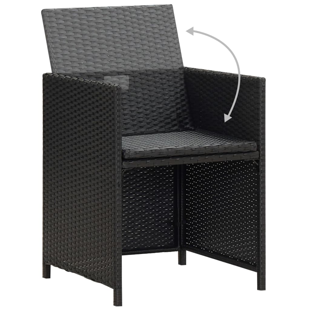 vidaXL 2 db fekete polyrattan kerti szék hát- és ülőpárnával