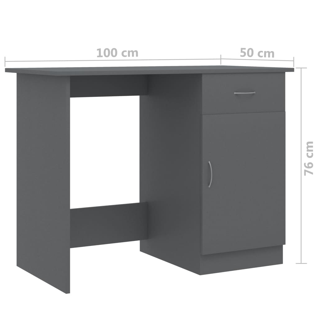 vidaXL szürke forgácslap íróasztal 100 x 50 x 76 cm