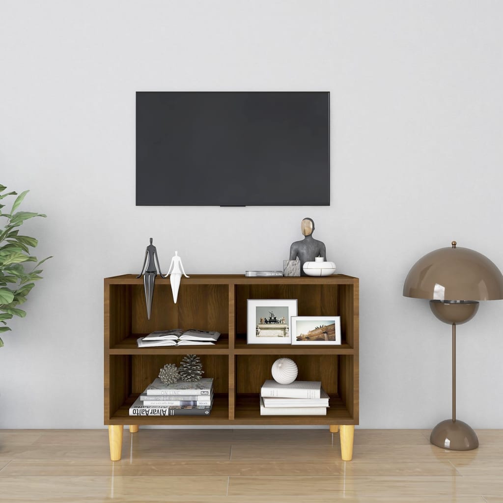 vidaXL barna tölgyszínű TV-szekrény tömör falábakkal 69,5 x 30 x 50 cm