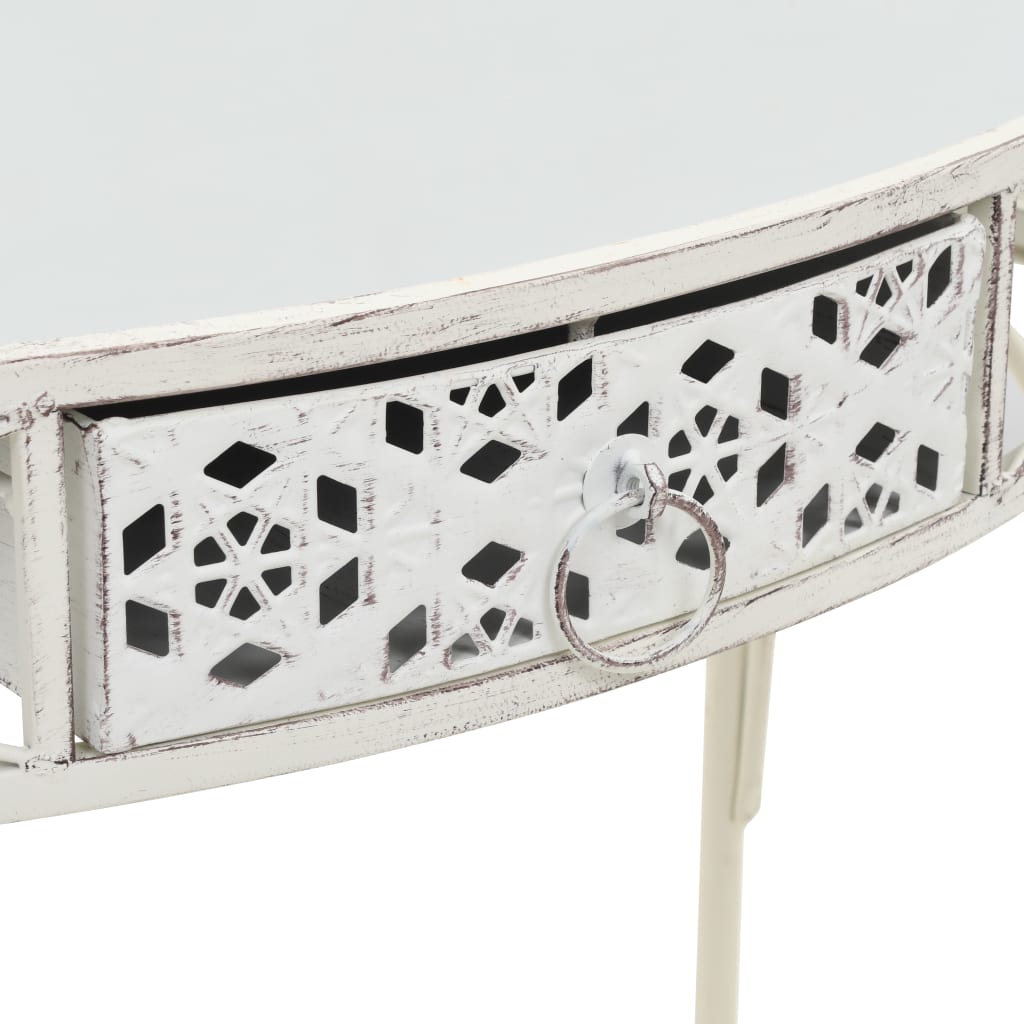 vidaXL francia stílusú fehér fém kisasztal 82 x 39 x 76 cm