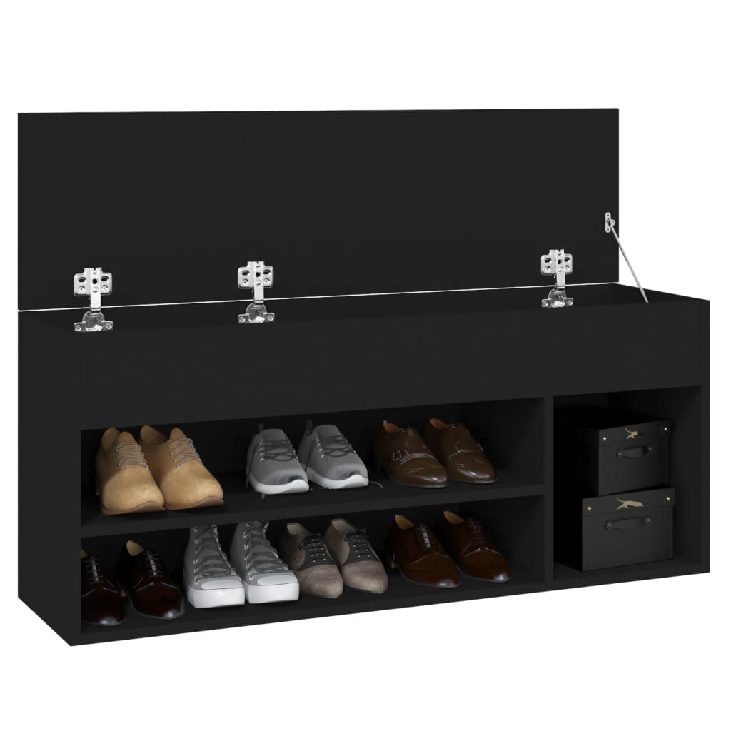 vidaXL fekete forgácslap cipőtároló pad 105 x 30 x 45 cm