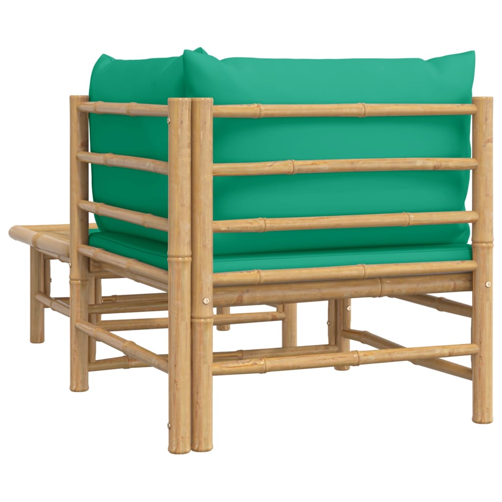 vidaXL 2 részes bambusz kerti ülőgarnitúra zöld párnákkal