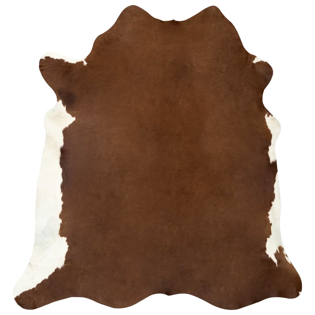 vidaXL barna és fehér valódi marhabőr szőnyeg 150 x 170 cm