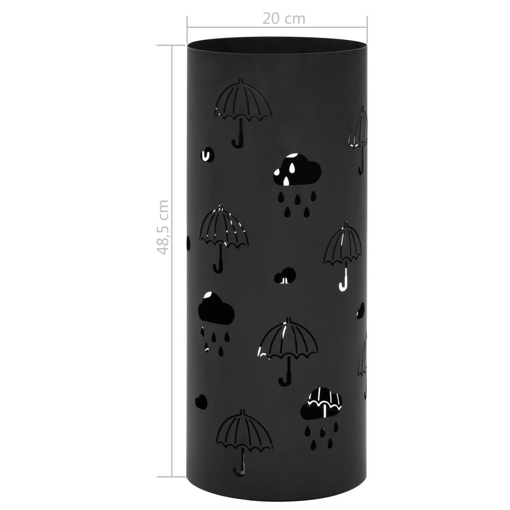 vidaXL fekete acél esernyőtartó esernyőmintával