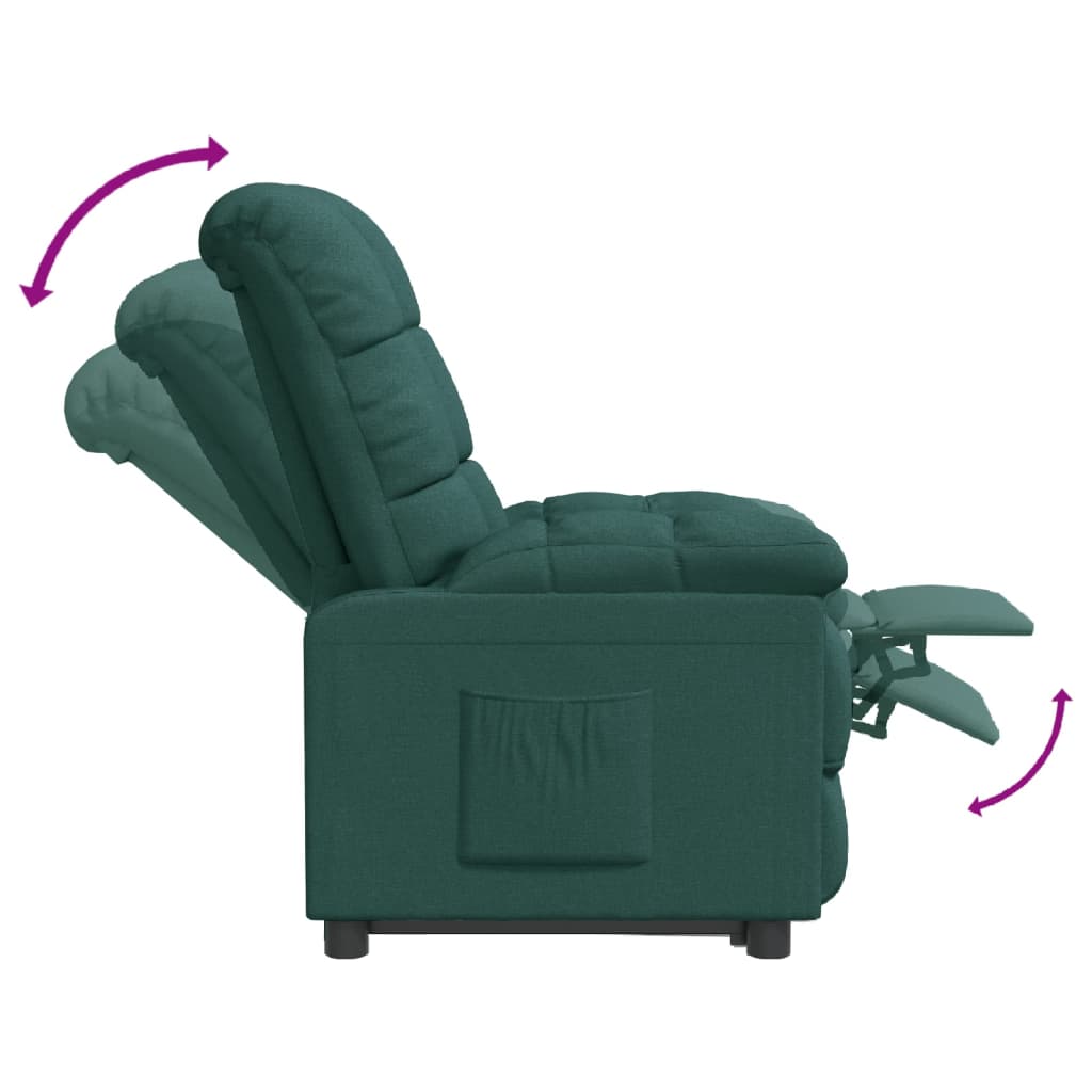 vidaXL sötétzöld szövet dönthető fotel