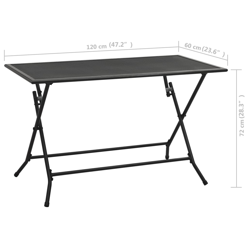 vidaXL antracitszürke acél összecsukható hálós asztal 120 x 60 x 72 cm