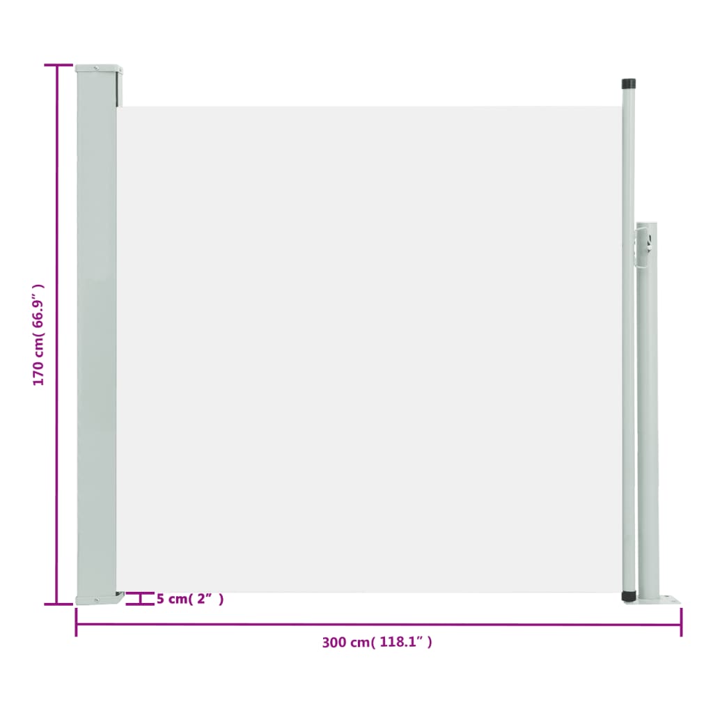 vidaXL krémszínű kihúzható oldalsó terasznapellenző 170 x 300 cm