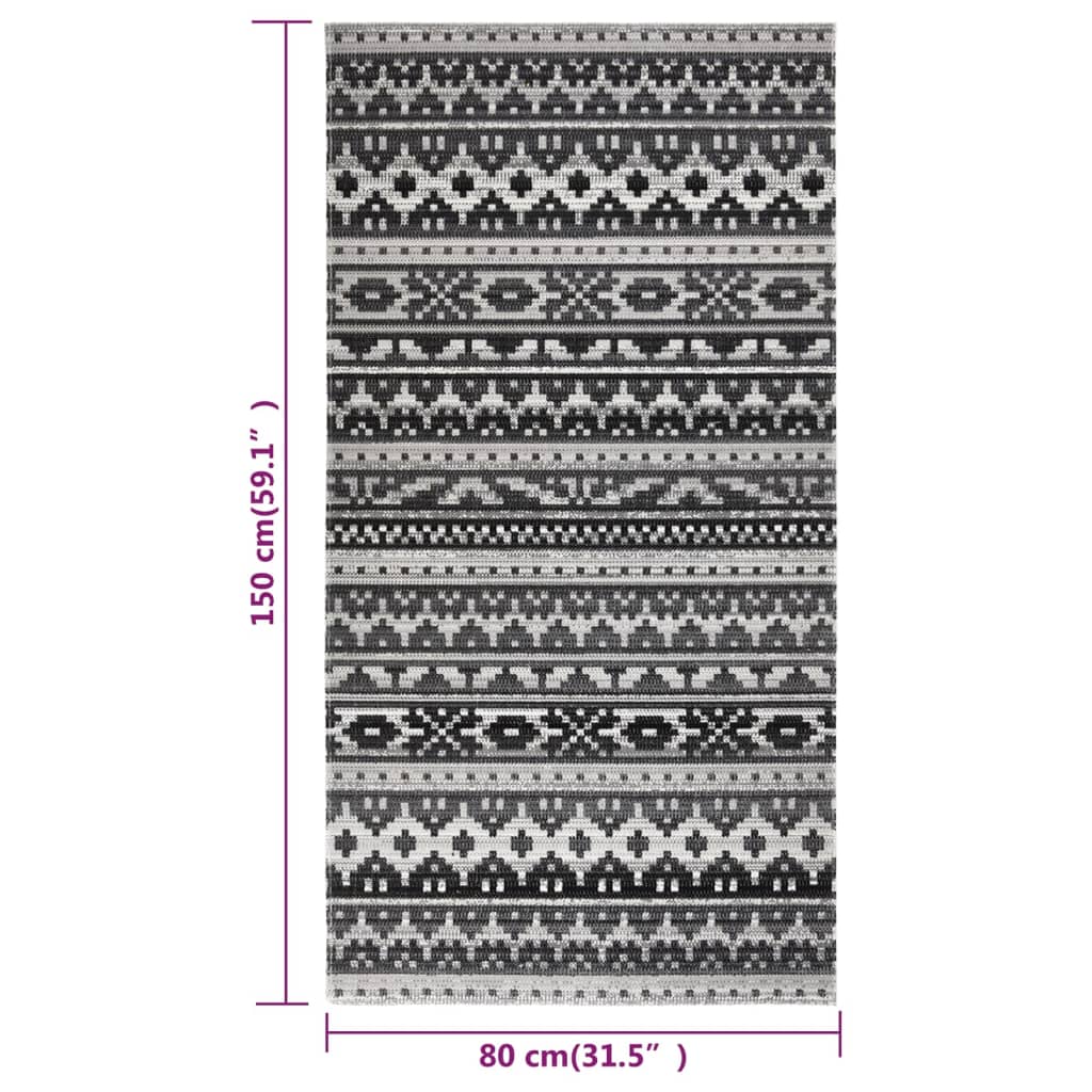 vidaXL sötétszürke lapos szövésű kültéri szőnyeg 80 x 150 cm