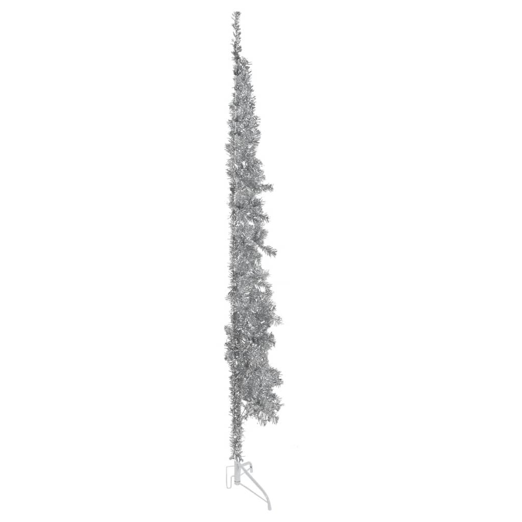 vidaXL ezüst vékony fél műkarácsonyfa állvánnyal 210 cm