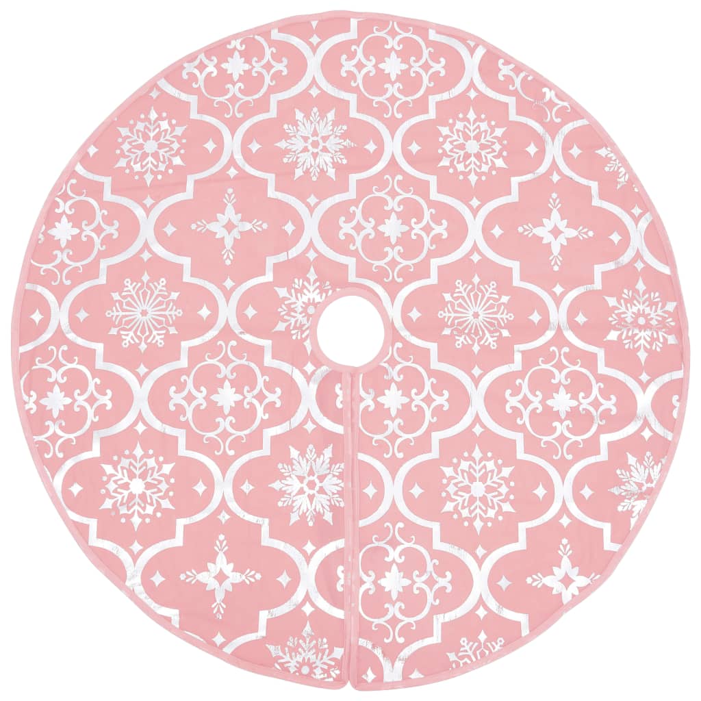 vidaXL fényűző rózsaszín szövet karácsonyfatalp-takaró zoknival 150 cm