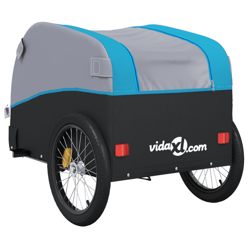 vidaXL fekete-kék vas kerékpár-utánfutó 45 kg