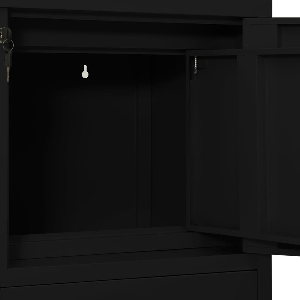 vidaXL fekete acél irodai szekrény 90 x 40 x 102 cm