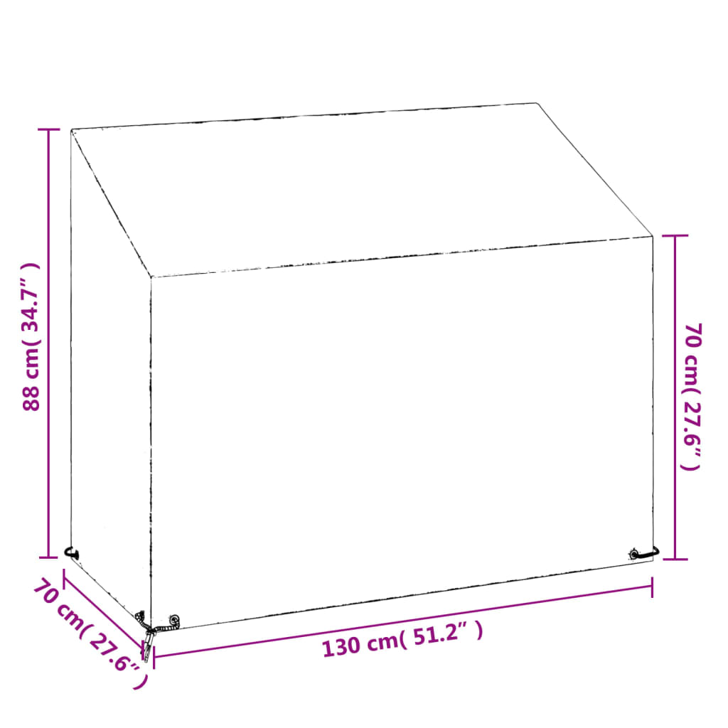 vidaXL 2 db polietilén kerti pad huzat 8 fűzőlyukkal 130x70x70/88 cm