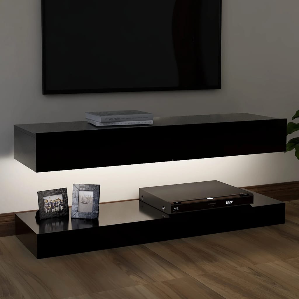 vidaXL fekete TV-szekrény LED-lámpákkal 120 x 35 cm