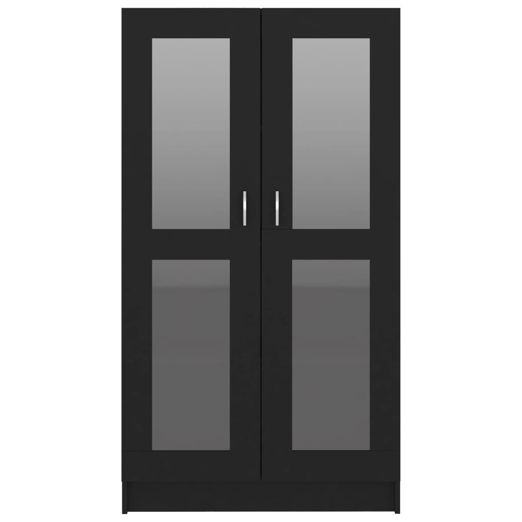 vidaXL fekete forgácslap vitrinszekrény 82,5 x 30,5 x 150 cm
