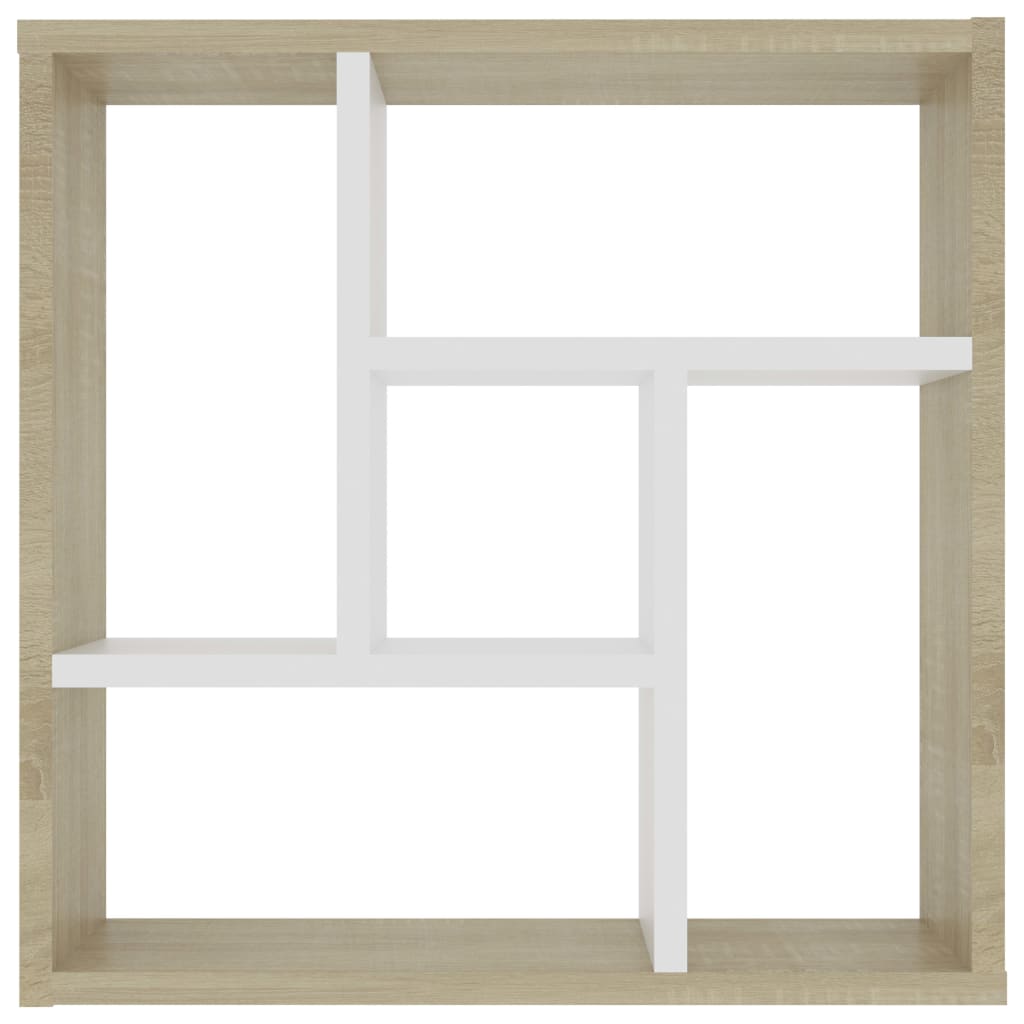 vidaXL fehér és sonoma-tölgy forgácslap fali polc 45,1 x 16 x 45,1 cm