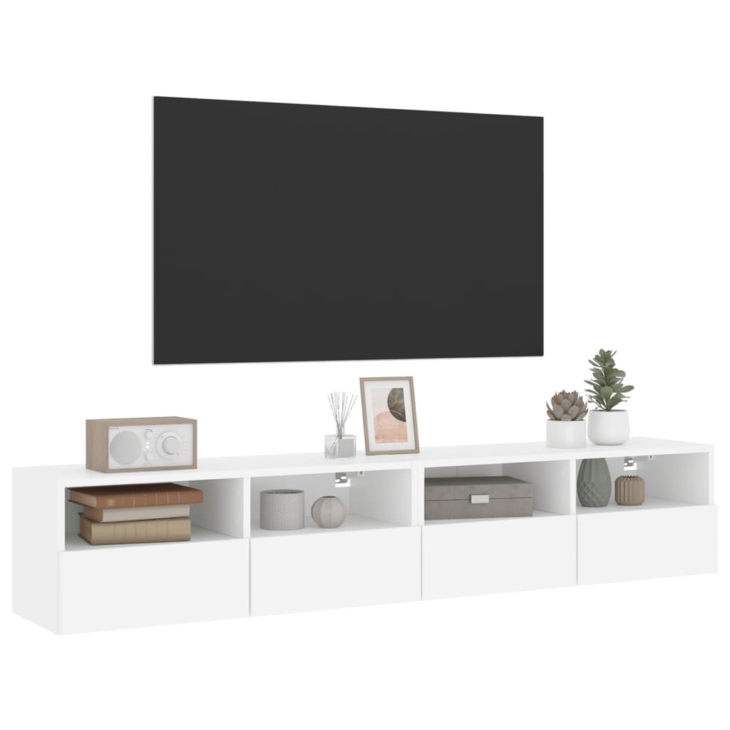 vidaXL 2 db fehér szerelt fa fali TV-szekrény 80 x 30 x 30 cm