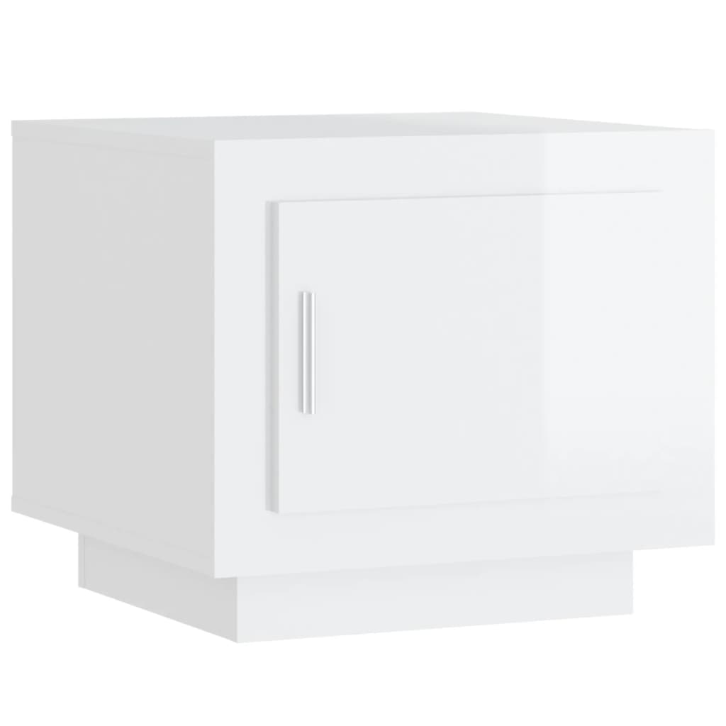 vidaXL magasfényű fehér szerelt fa dohányzóasztal 51 x 50 x 45 cm