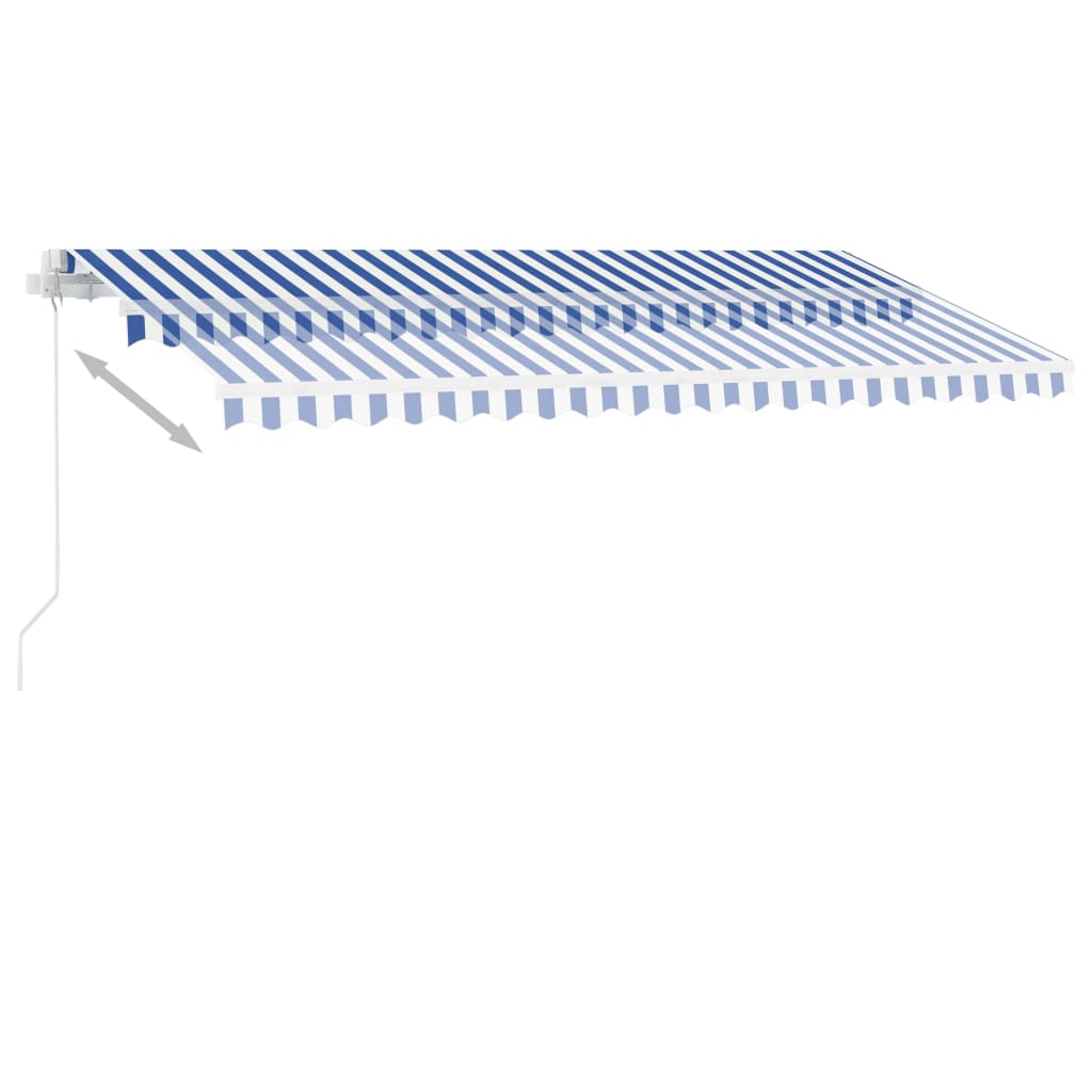 vidaXL kék-fehér kézzel kihúzható póznás napellenző 400 x 350 cm