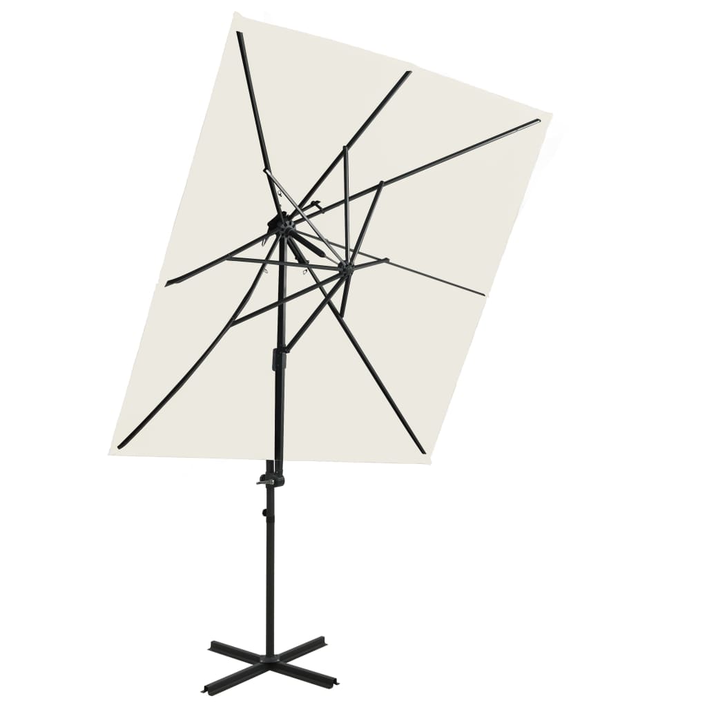 vidaXL homokszínű dupla tetejű konzolos napernyő 250 x 250 cm