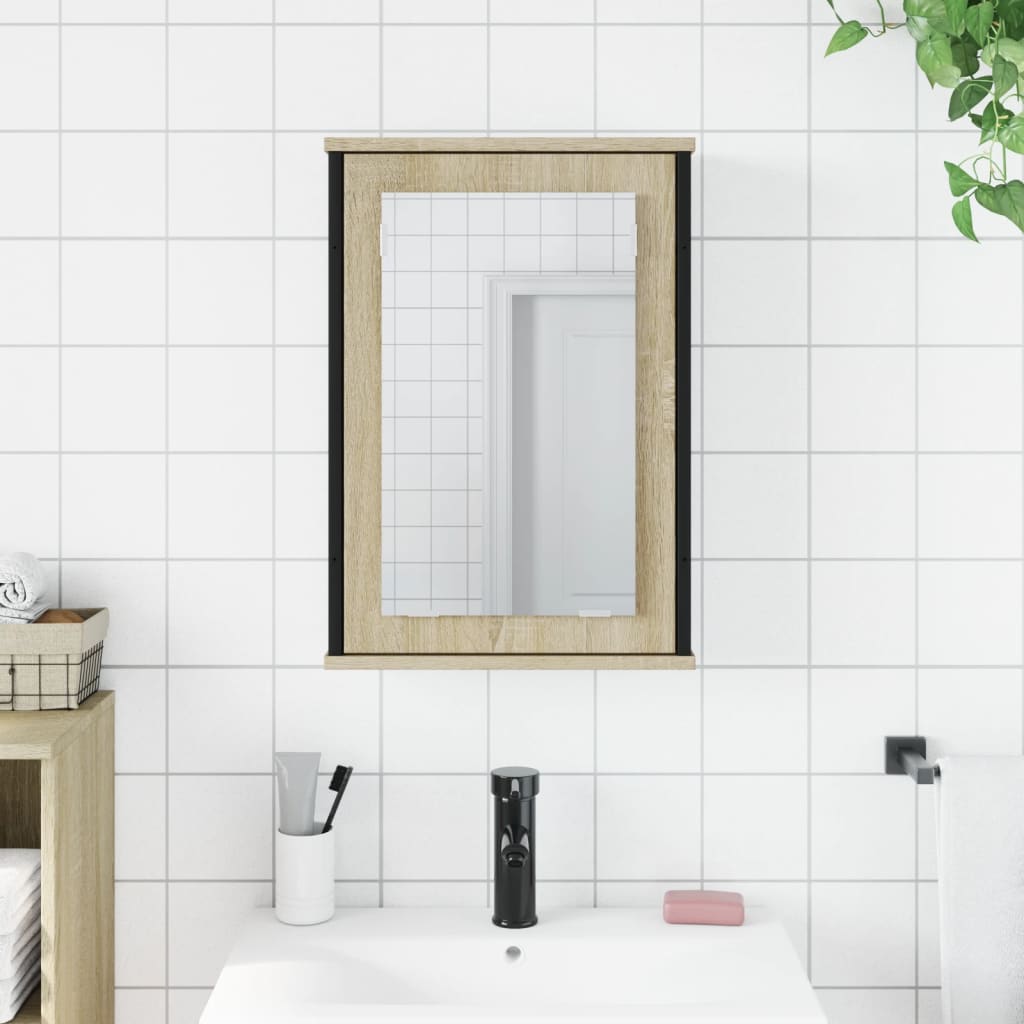 vidaXL sonoma-tölgy színű szerelt fa fürdőszobai tükör 42x12x60 cm
