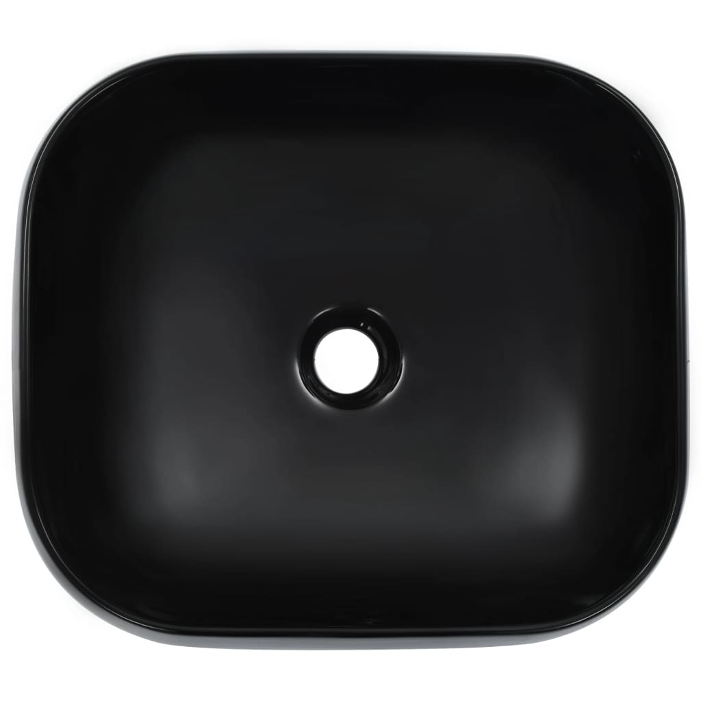 vidaXL fekete kerámia mosdókagyló 44,5 x 39,5 x 14,5 cm